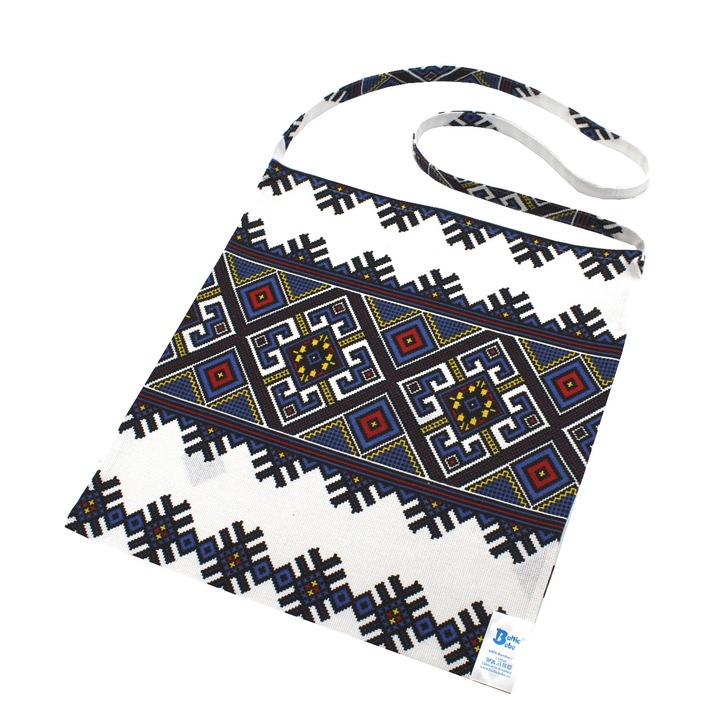 Traista colind, BalticBebe ®, Bumbac, Alb/Albastru