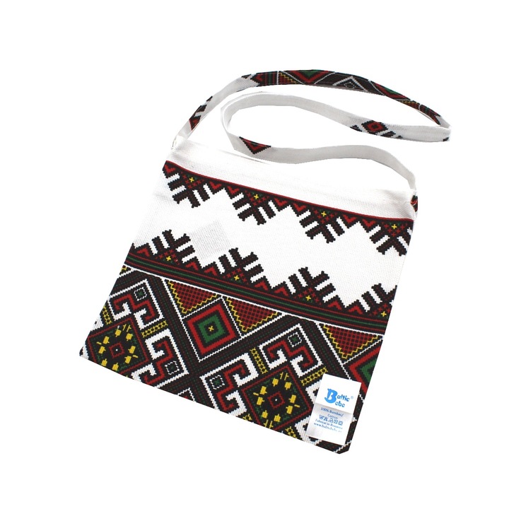 Traista colind, BalticBebe ®, Bumbac, Alb/Verde 22x22 cm