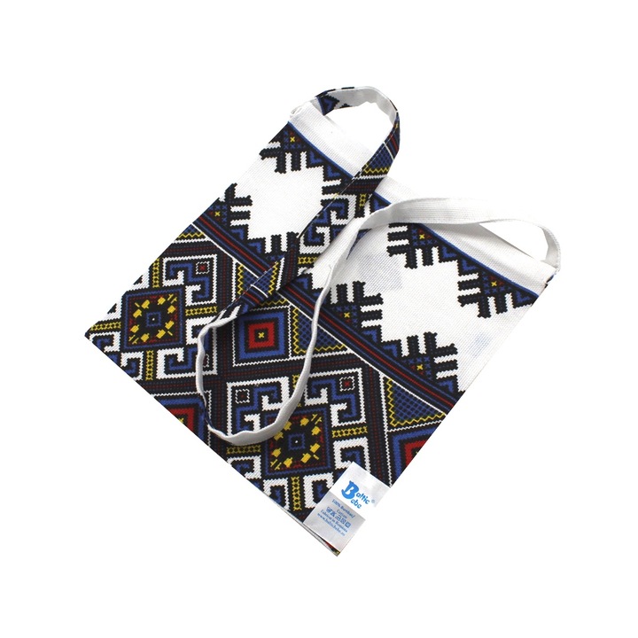Traista colind, BalticBebe ®, Bumbac, Alb/Albastru 22x22 cm