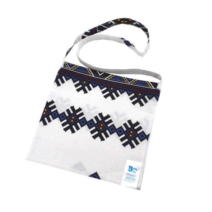 Traista colind, BalticBebe ®, Bumbac, Alb/Albastru Steluta 22x22 cm
