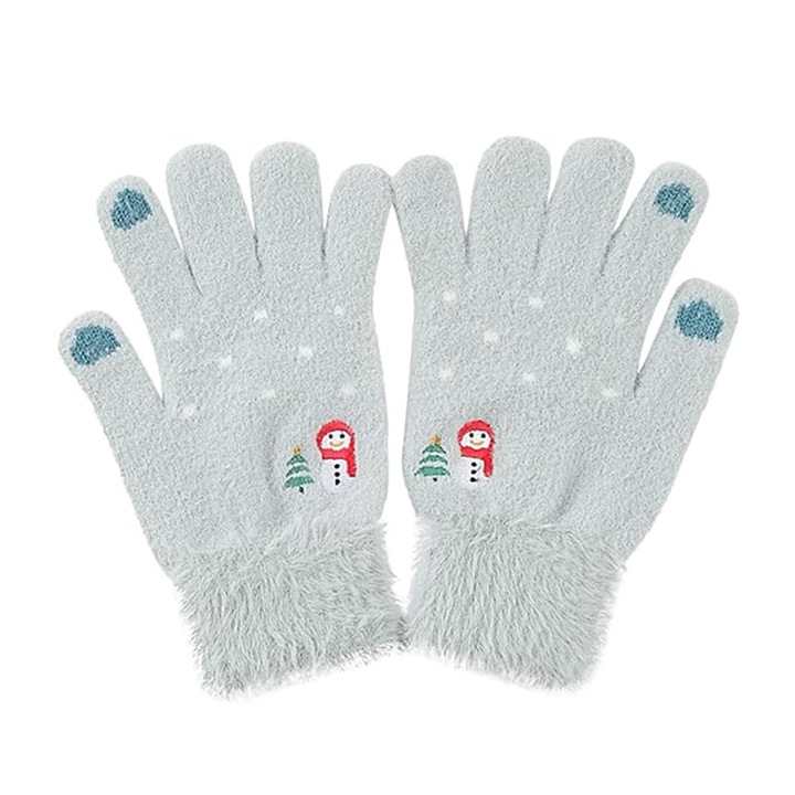 Érintőképernyővel kompatibilis téli kesztyű, mérete 21 cm - világoskék