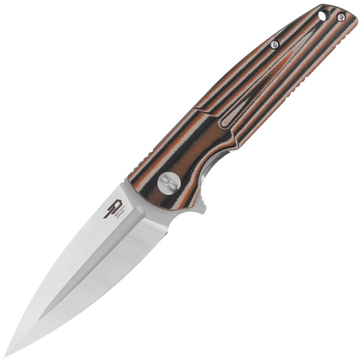 Cutit pliabil, Bestech Fin Black / Orange / Beige G10, Satin 14C28N (BG34C-1)