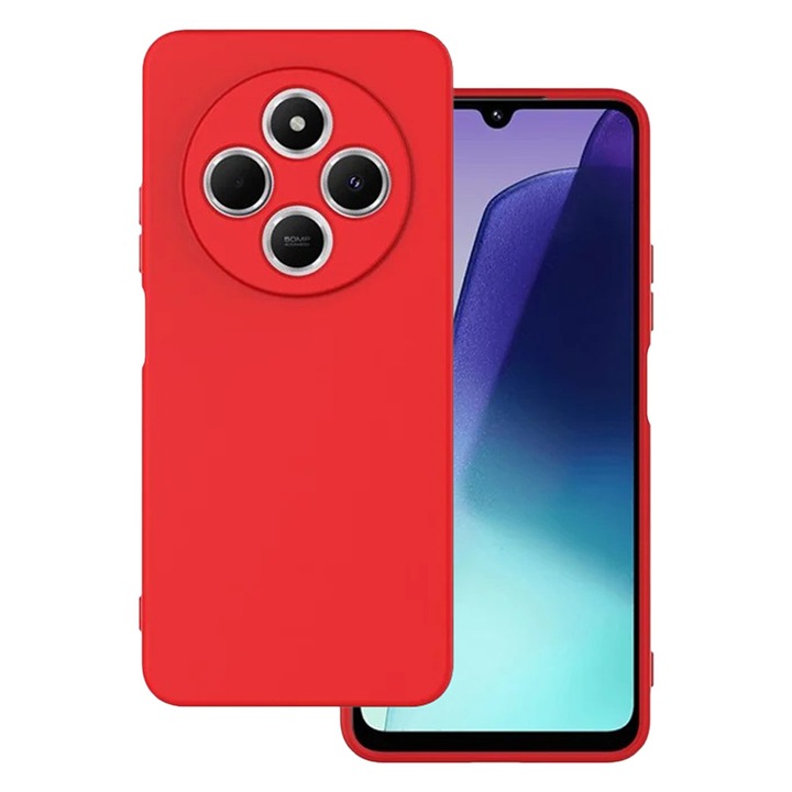 Xiaomi Redmi 14C / Redmi A4 / Poco C75 kompatibilis szilikon hátlaptok, velúr belsővel, matt, piros, Silicon