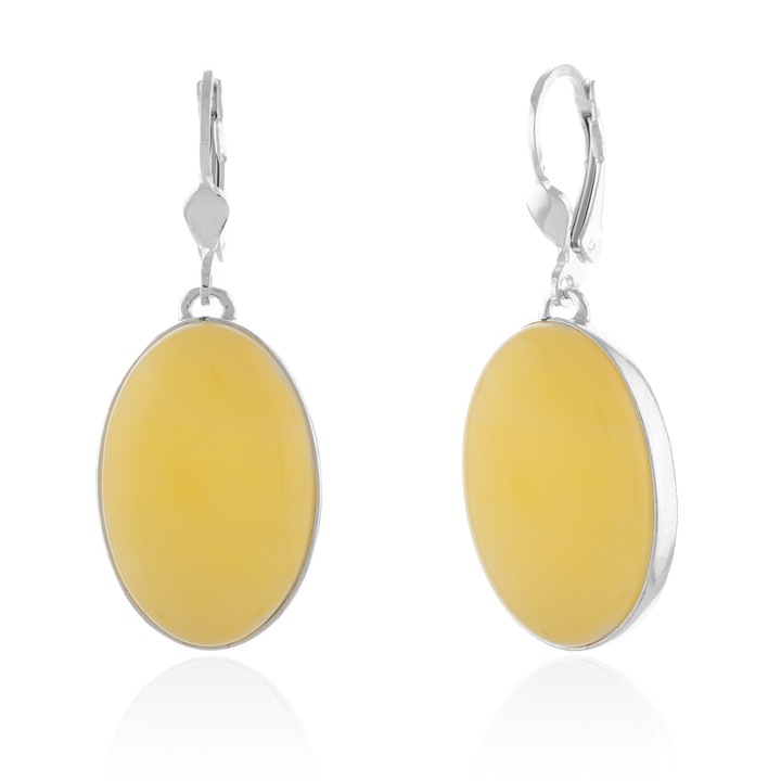 Cercei din argint 925, Piatra: chihlimbar natural, Culoare : galben, Sonis Silver