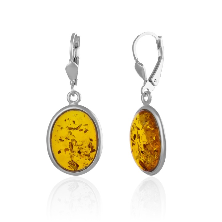 Cercei din argint 925, Piatra : chihlimbar natural, Culoare : galben miere, Sonis Silver