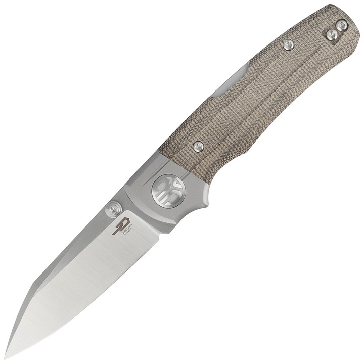 Cutit pliabil, Bestech Tonic Grey Titanium/Green Canvas Micarta, Satin M390 by Colin Maisonpierre (BT2204C)