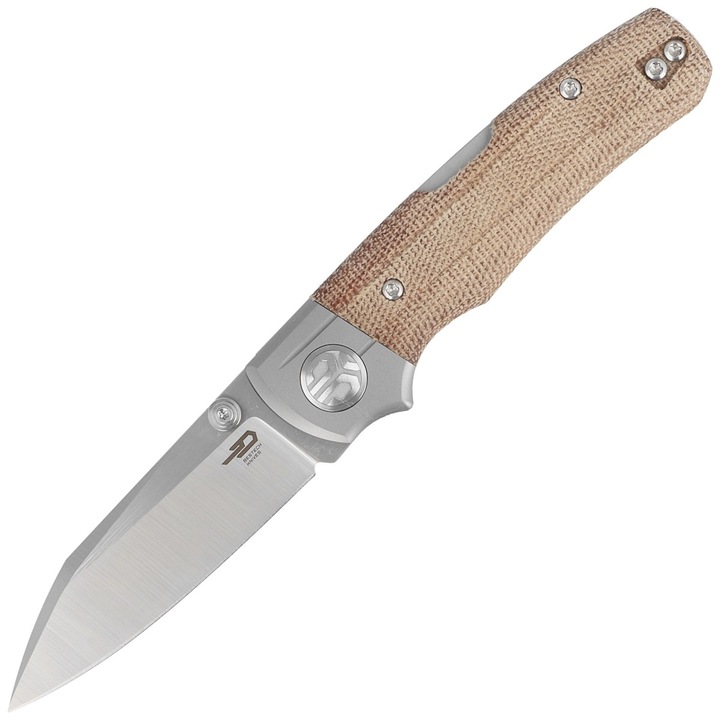 Cutit pliabil, Bestech Tonic Grey Titanium/Natural Canvas Micarta, Satin M390 by Colin Maisonpierre (BT2204B)