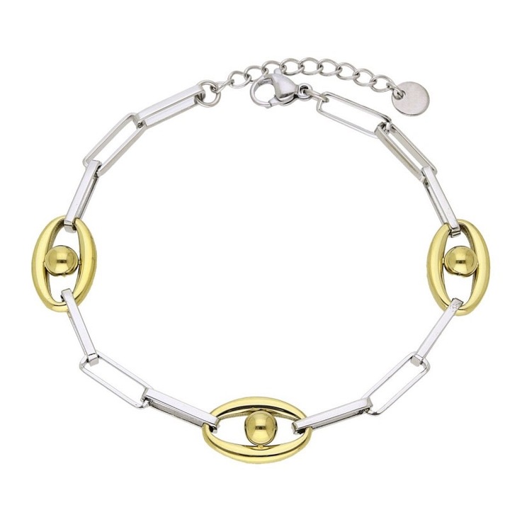 Bratara Bicolora Inox 6061, Sic Moda, Argintiu/Auriu