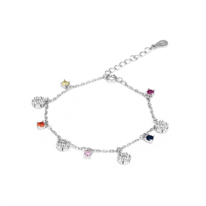 Bratara din argint 925 rodiat, Piatra : zirconia fatetata si cubic zirconia, Culoare : multicolor, Sonis Silver