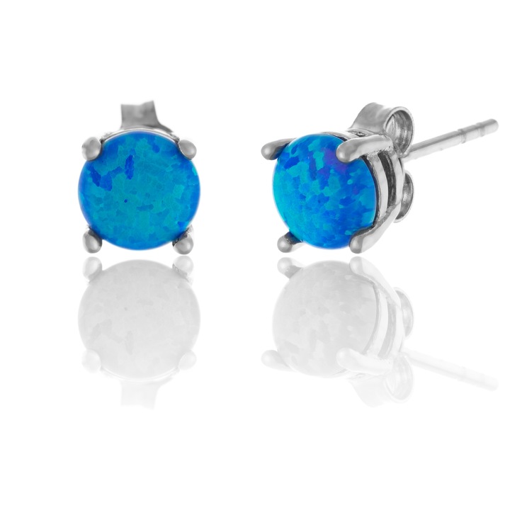 Cercei din argint 925, Piatra: opal, Culoare: albastru