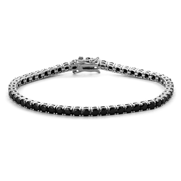 Bratara tip "Tennis " din argint 925 rodiat, Piatra: onix, Culoare : negru, Sonis Silver