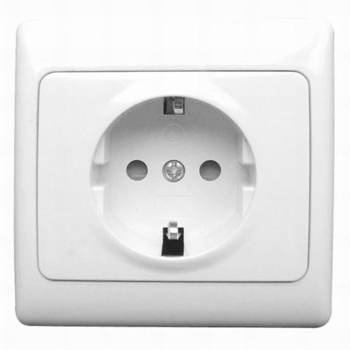 Заземен контакт Anco Olympic, със защита от деца, бял