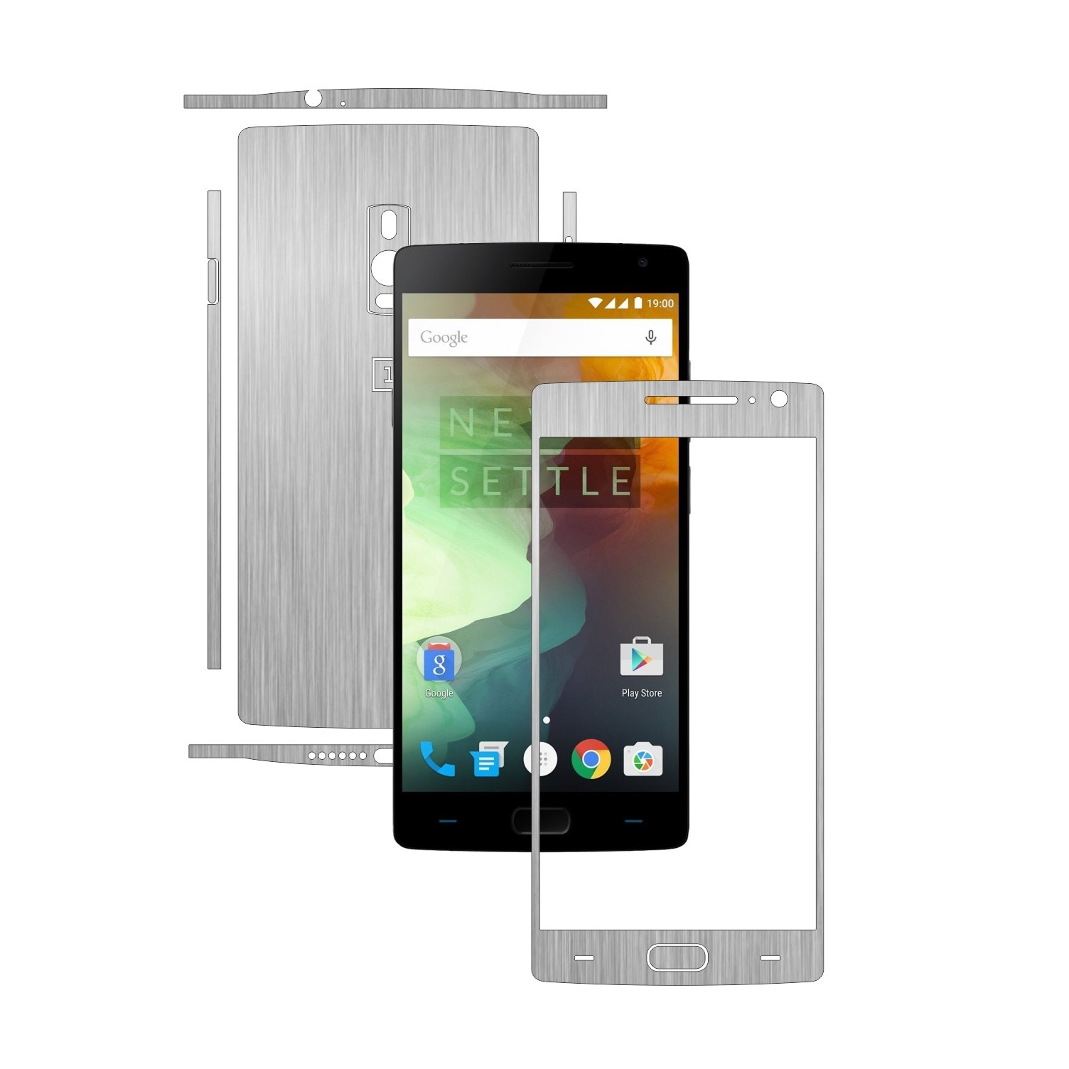 Folie de protectie Carbon Skinz, Husa de tip Skin Adeziv pentru Carcasa, Brushed Argintiu dedicata OnePlus 2