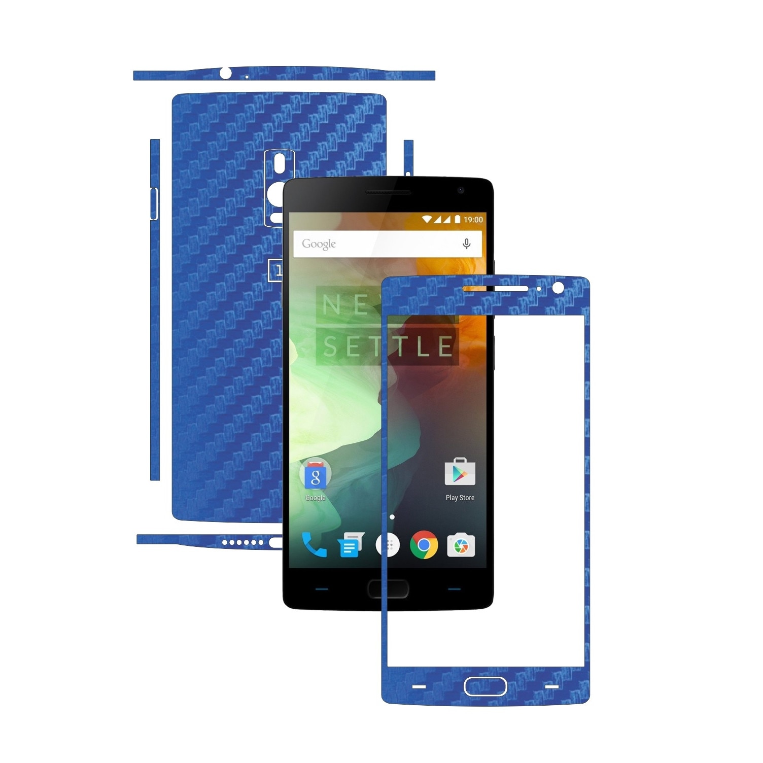 Folie de protectie Carbon Skinz, Husa de tip Skin Adeziv pentru Carcasa, Carbon Albastru dedicata OnePlus 2