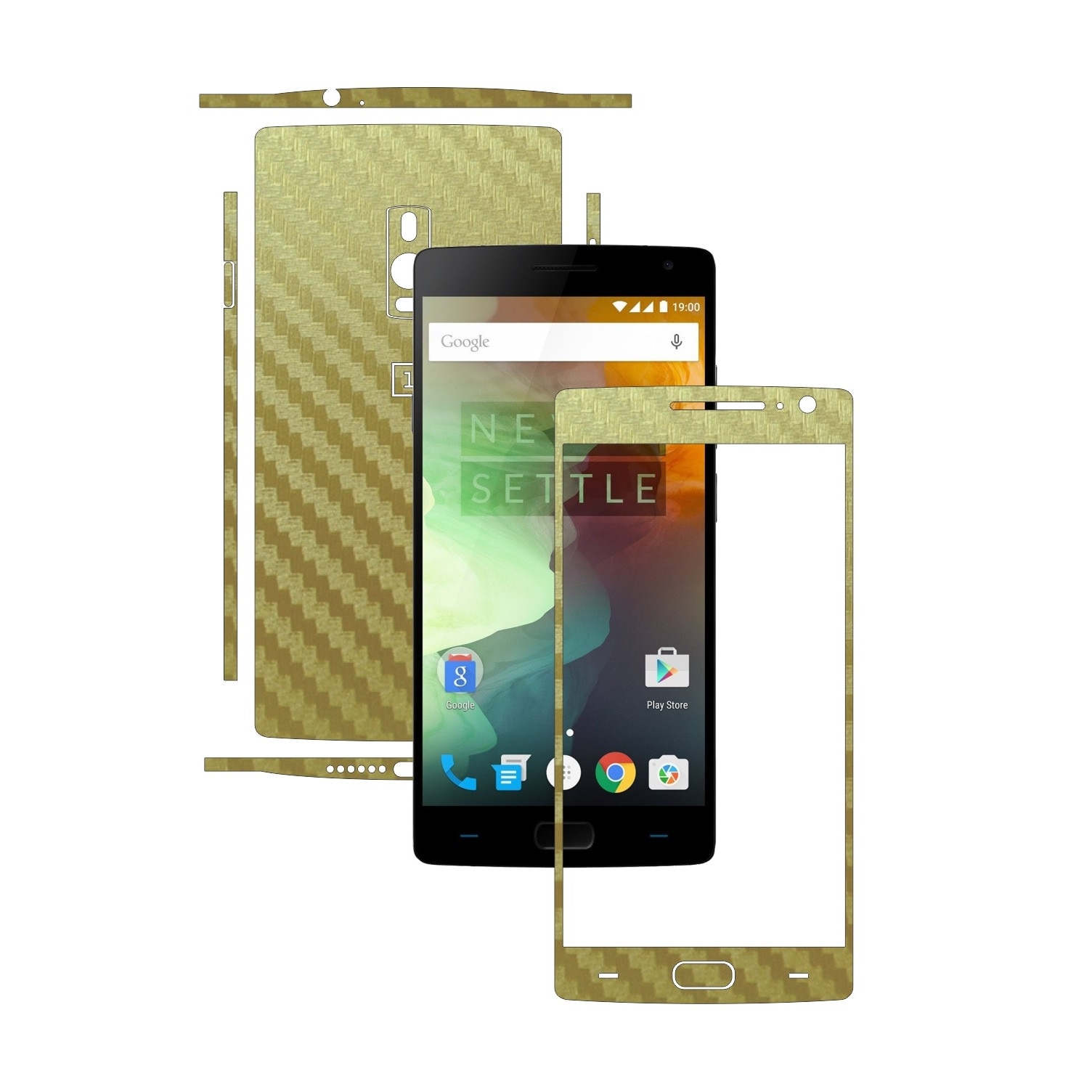 Folie de protectie Carbon Skinz, Husa de tip Skin Adeziv pentru Carcasa, Carbon Auriu dedicata OnePlus 2