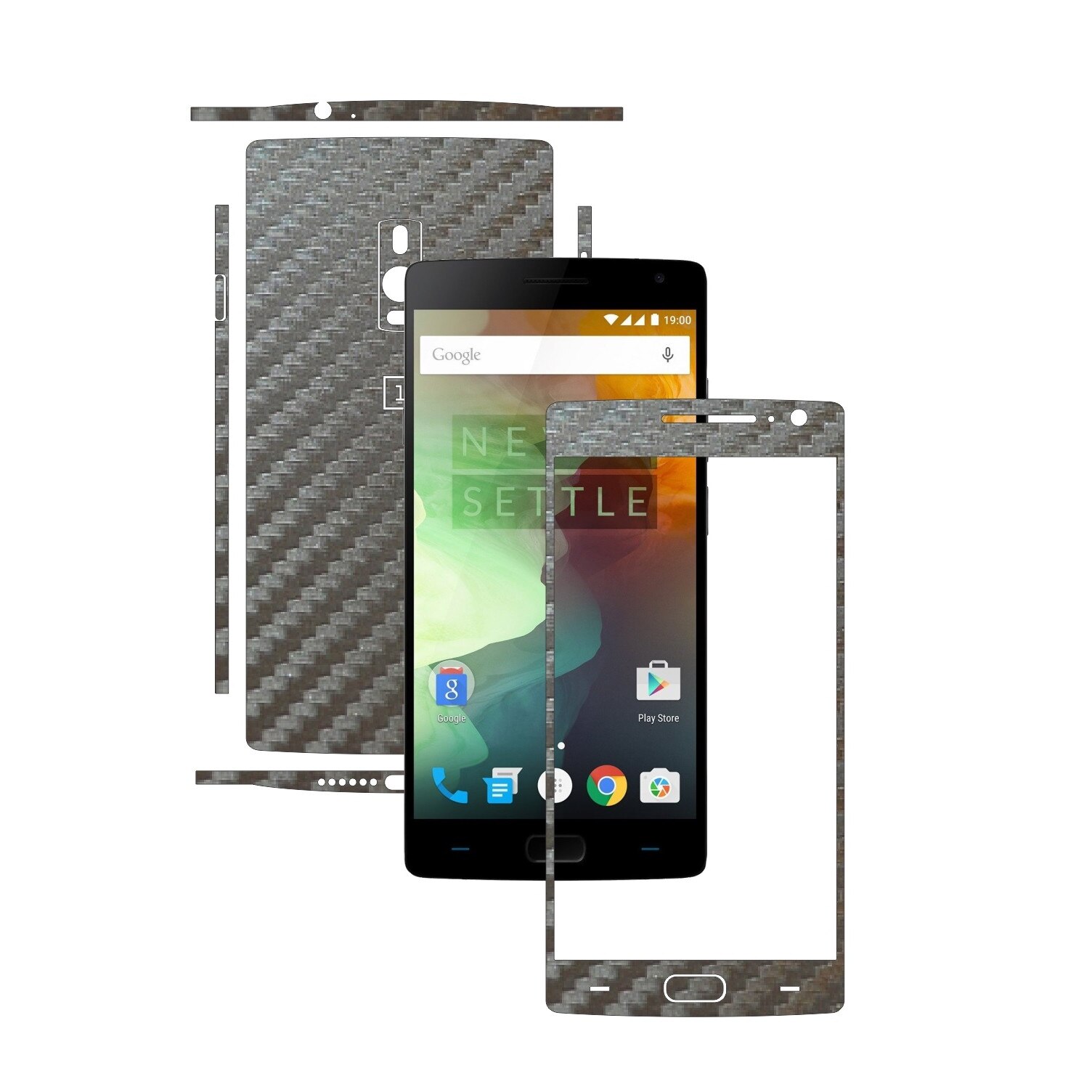 Folie de protectie Carbon Skinz, Husa de tip Skin Adeziv pentru Carcasa, Carbon Gri Argintiu dedicata OnePlus 2