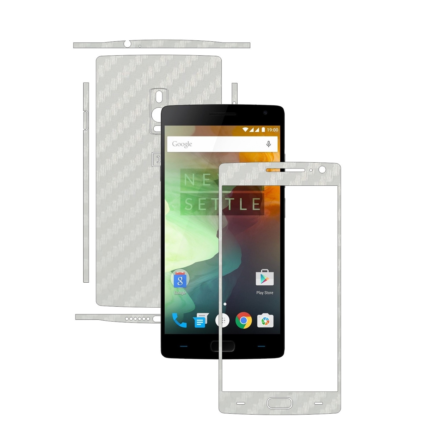 Folie de protectie Carbon Skinz, Husa de tip Skin Adeziv pentru Carcasa, Carbon Alb dedicata OnePlus 2