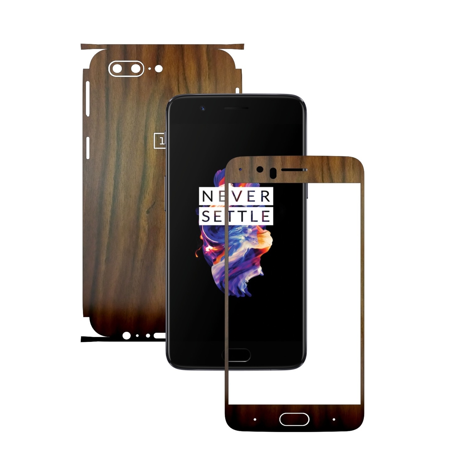 Folie de protectie Carbon Skinz, Husa de tip Skin Adeziv pentru Carcasa, Lemn Nuc Inchis dedicata OnePlus 5
