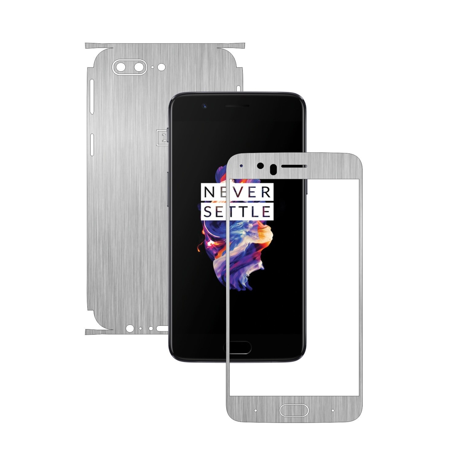 Folie de protectie Carbon Skinz, Husa de tip Skin Adeziv pentru Carcasa, Brushed Argintiu dedicata OnePlus 5