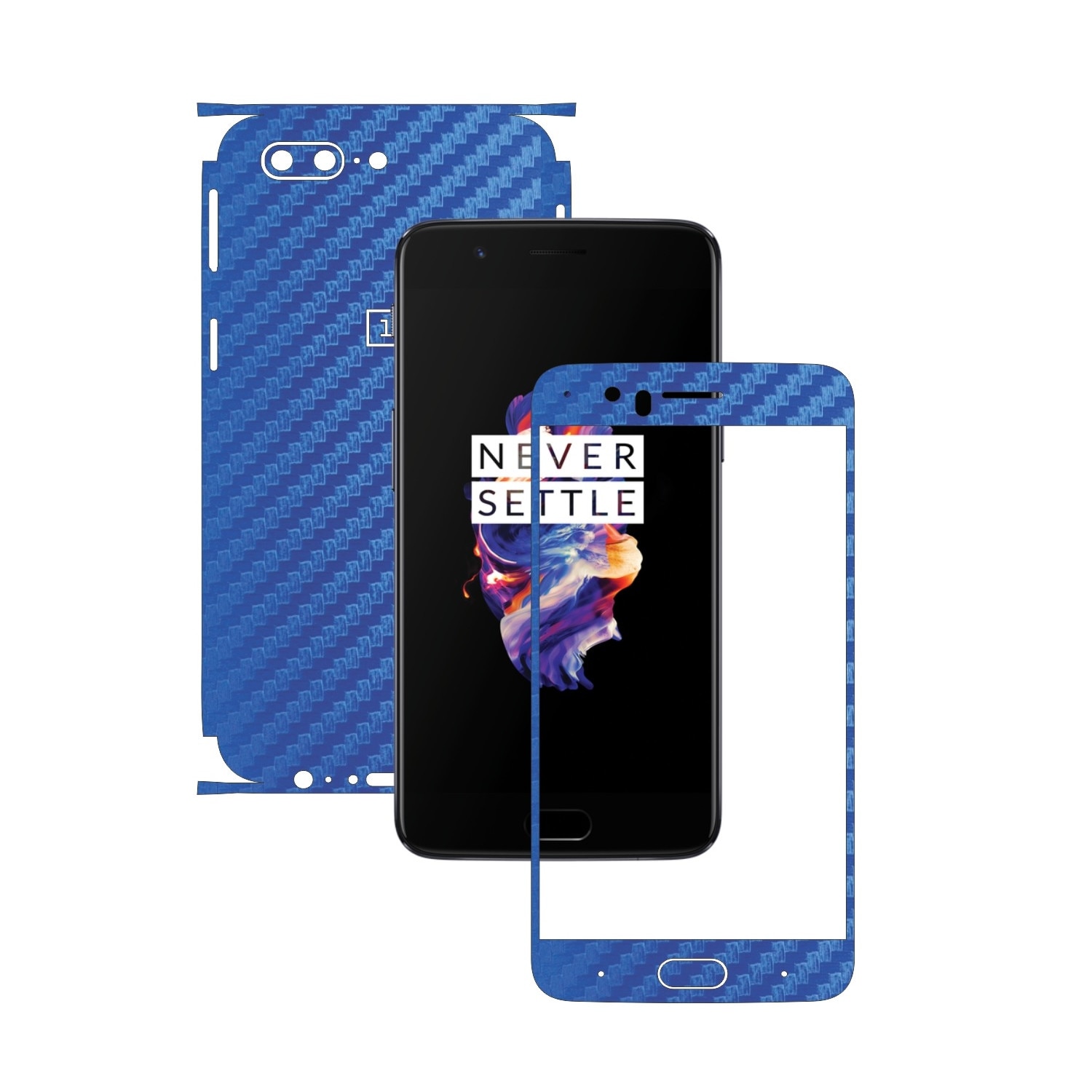 Folie de protectie Carbon Skinz, Husa de tip Skin Adeziv pentru Carcasa, Carbon Albastru dedicata OnePlus 5