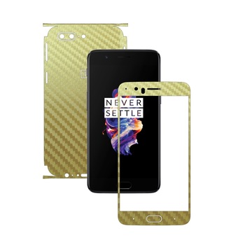 Folie de protectie Carbon Skinz, Husa de tip Skin Adeziv pentru Carcasa, Carbon Auriu dedicata OnePlus 5 Folie de protectie Carbon Skinz, Husa de tip Skin Adeziv pentru Carcasa, Carbon Auriu dedicata OnePlus 5