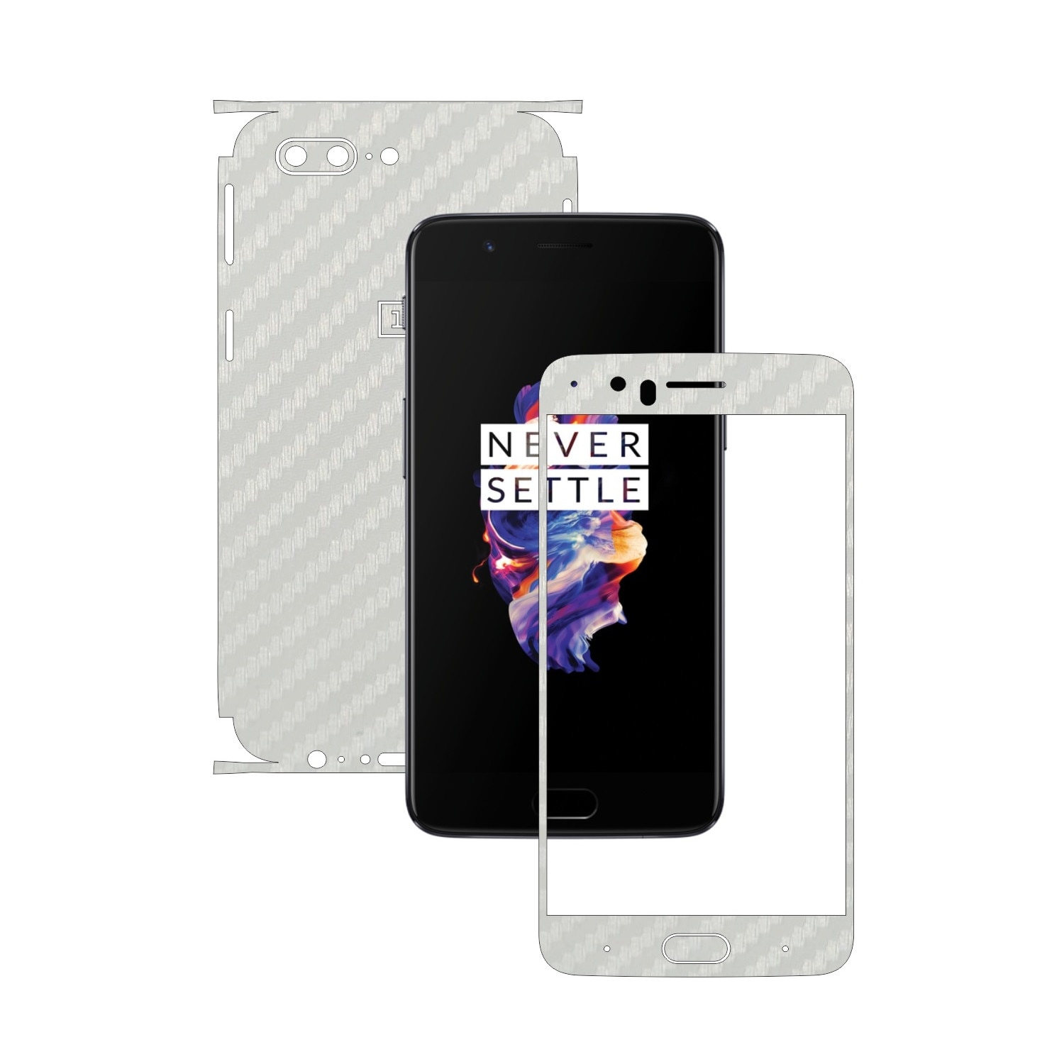 Folie de protectie Carbon Skinz, Husa de tip Skin Adeziv pentru Carcasa, Carbon Alb dedicata OnePlus 5
