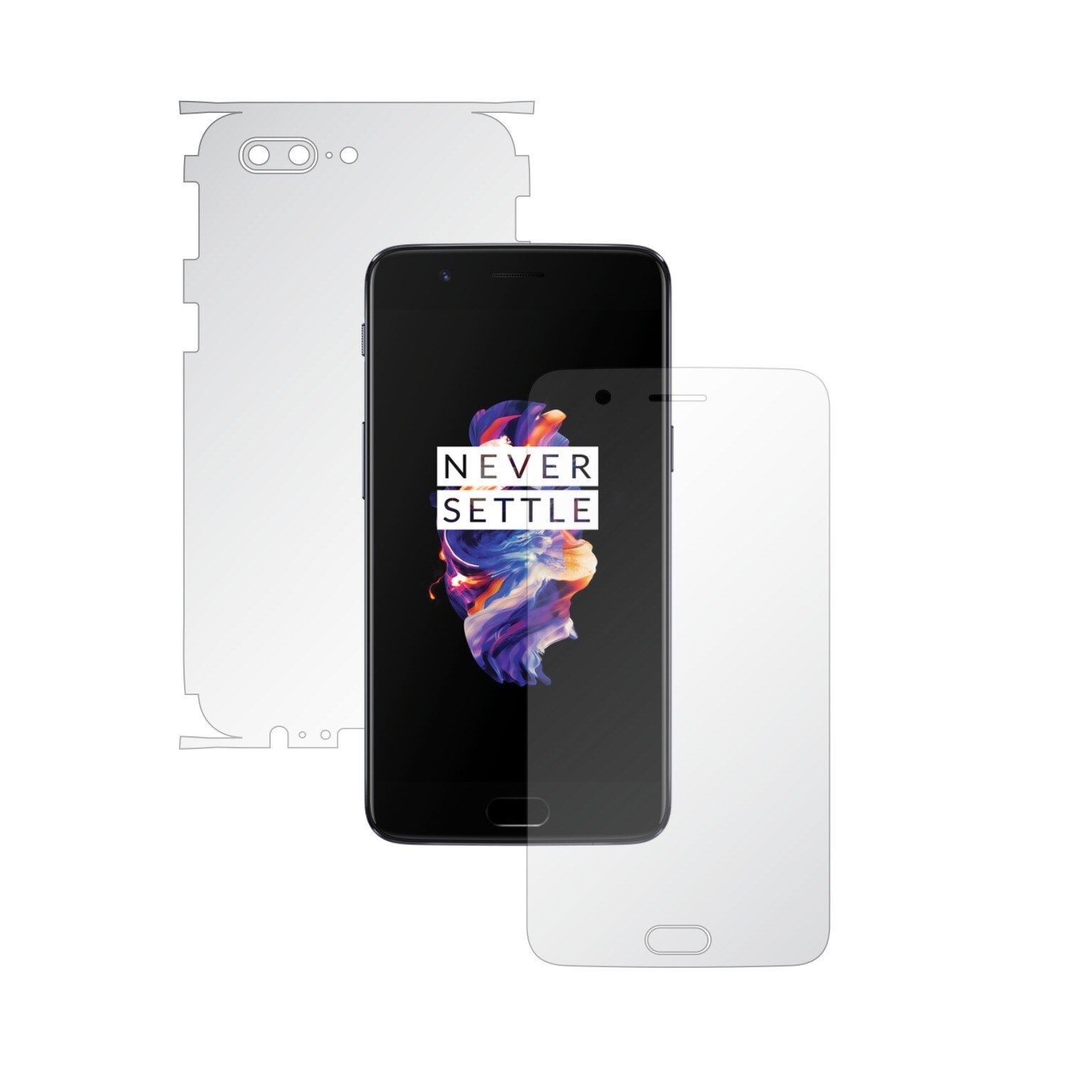 1 + 1 GRATUIT - OnePlus 5 - Invisible Skinz HD - Folie Protectie Siliconica Ultra-Clear pentru Ecran,Carcasa Spate si Laterale, Husa Transparenta Full Body Cover Edge to Edge de tip Skin Adeziv