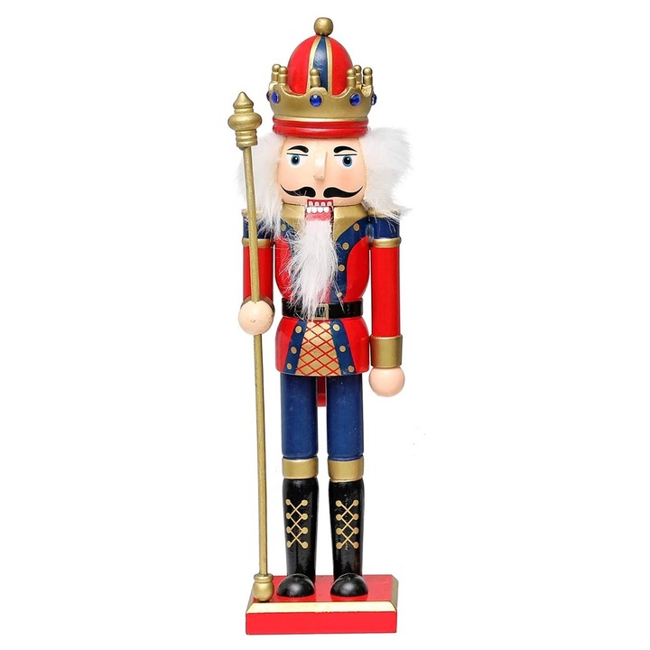 Figurina Spargator de nuci Elliot Nutcracker multicolor 30cm lemn