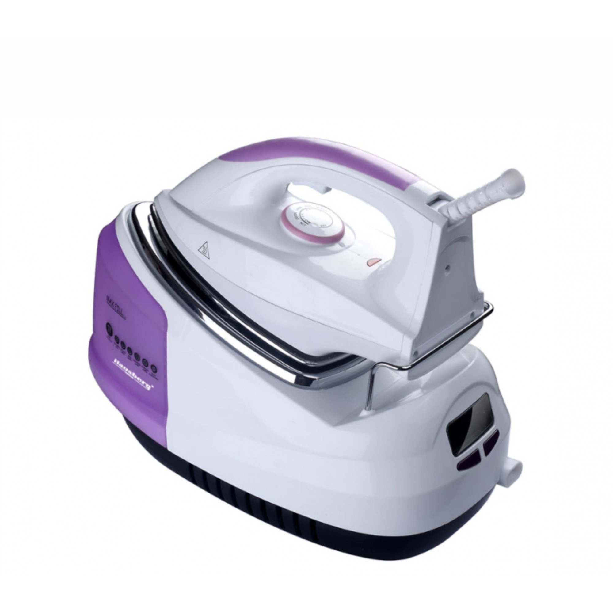 Statie de calcat cu aburi Hausberg HB7820, Talpa ceramica, 2200W, 800 ml, 90 g/min, Alb/Mov