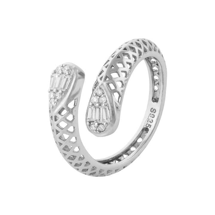 Inel reglabil, din argint 925 rodiat, Piatra: cubic zirconia, Culoare: transparenta, Sonis Silver