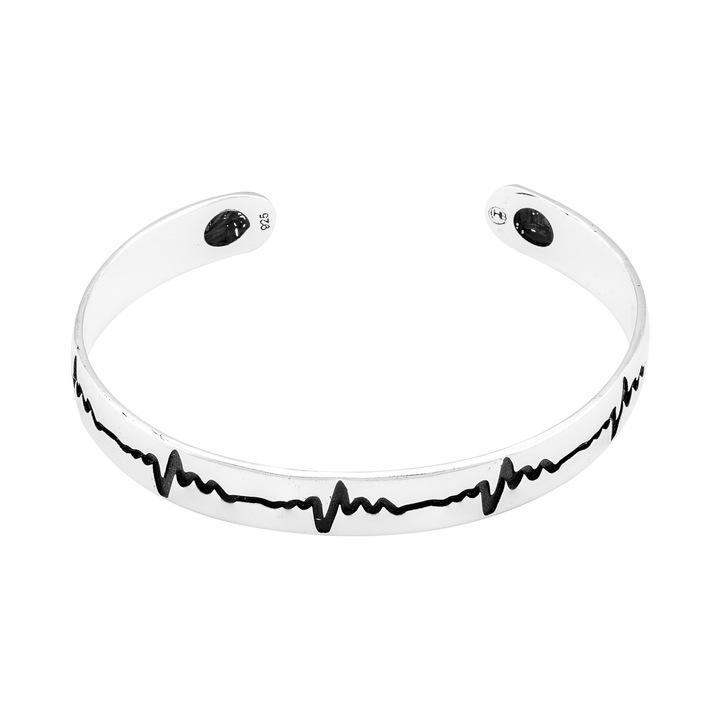 Bratara fixa, din argint 925, Piatra: email negru