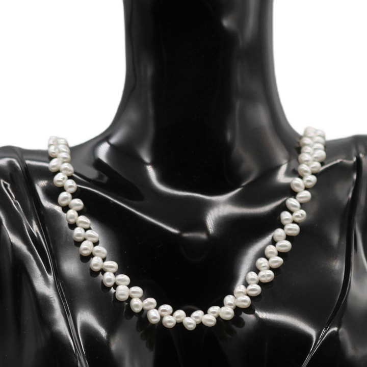 Colier din perle naturale, argint 925, lungime reglabila pana la 45 CM