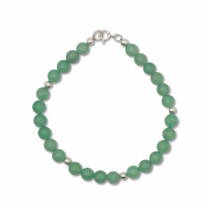 Bratara pietre semipretioase aventurin, argint 925, lungime 20 cm