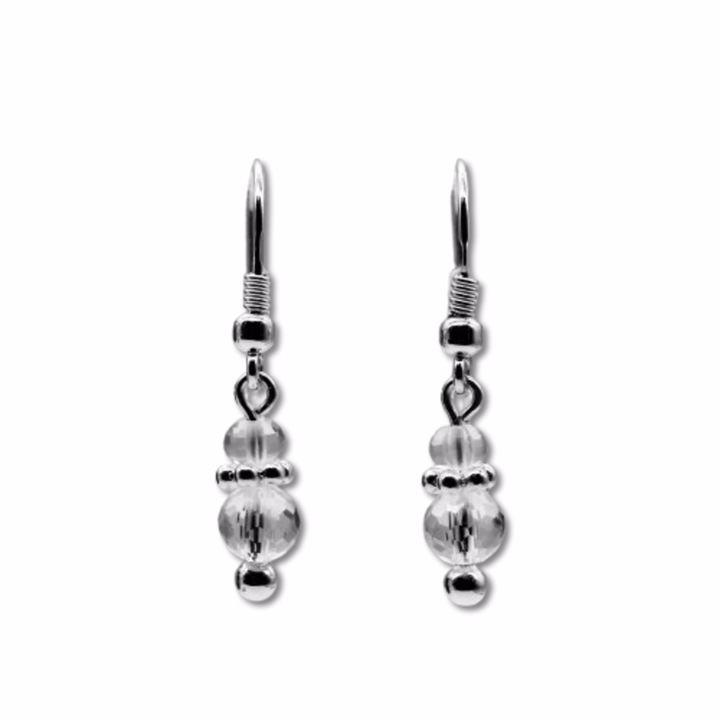 Cercei pietre semipretioase cristal de stanca, argint 925, tortita deschisa, lungime 3 cm