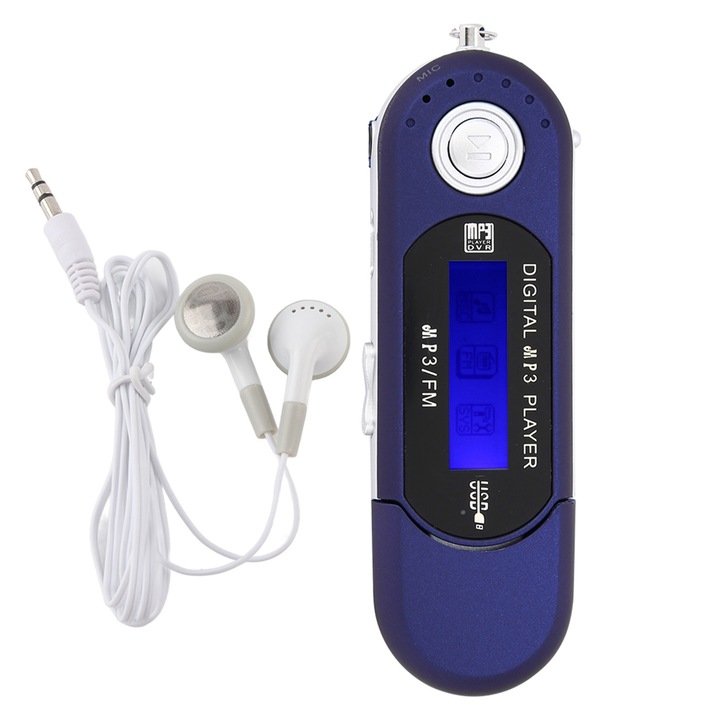 Hordozható MP3 lejátszó, Cozevdnt, kék, 32GB támogatás, FM rádióval