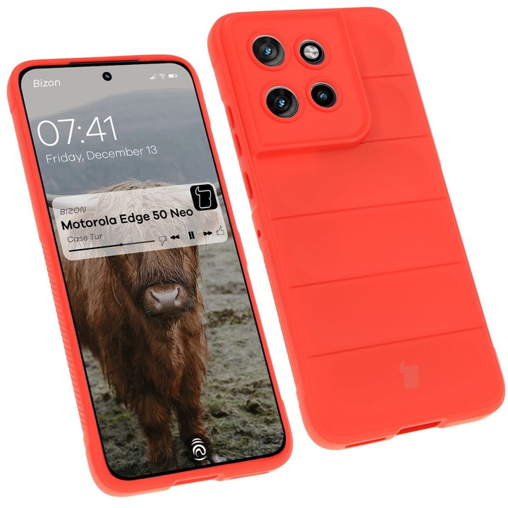 Husa Bizon Case Tur pentru Motorola Edge 50 Neo, rosu