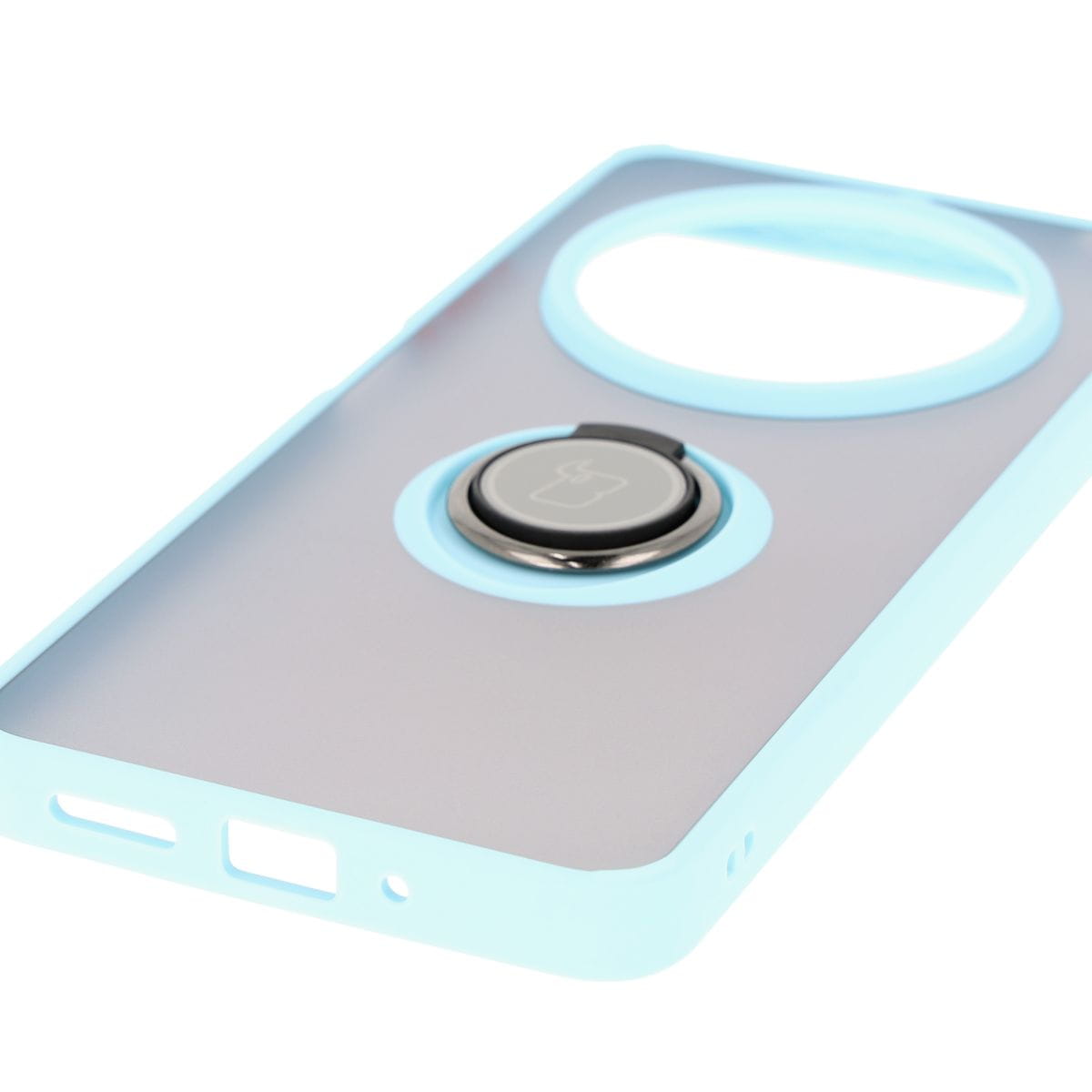 Husa Bizon Case Hybrid Ring pentru Xiaomi Redmi 14C 4G / POCO C75, colorata cu rama albastru deschis