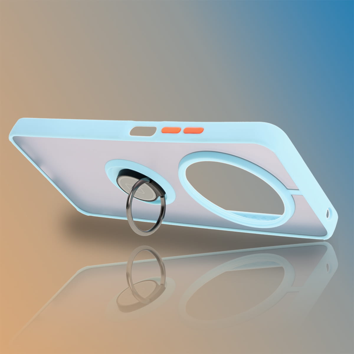Husa Bizon Case Hybrid Ring pentru Xiaomi Redmi 14C 4G / POCO C75, colorata cu rama albastru deschis