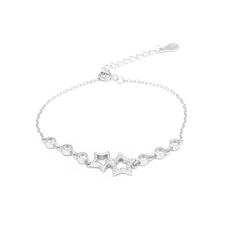 Bratara din argint 925 rodiat, Piatra: zirconia fatetata si cubic zirconia, Culoare: transparenta, Sonis Silver