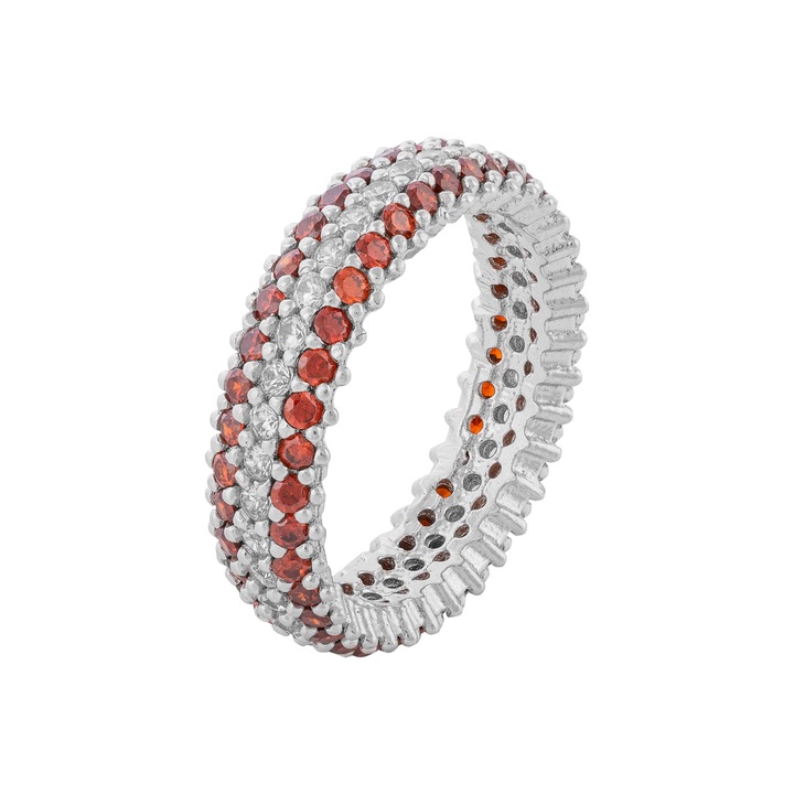 Inel din argint 925 rodiat, Piatra: cubic zirconia, Culoare: rosu si transparent, Sonis Silver