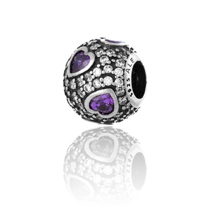 Talisman din argint 925 rodiat, Piatra : zirconia fatetata si cubic zirconia