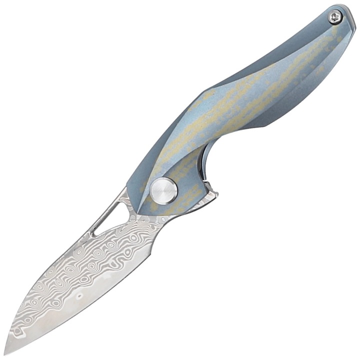 Cutit pliabil, Bestech The Reticulan Blue / Colorful Titanium, Damascus by Elijah Isham (BT1810L)