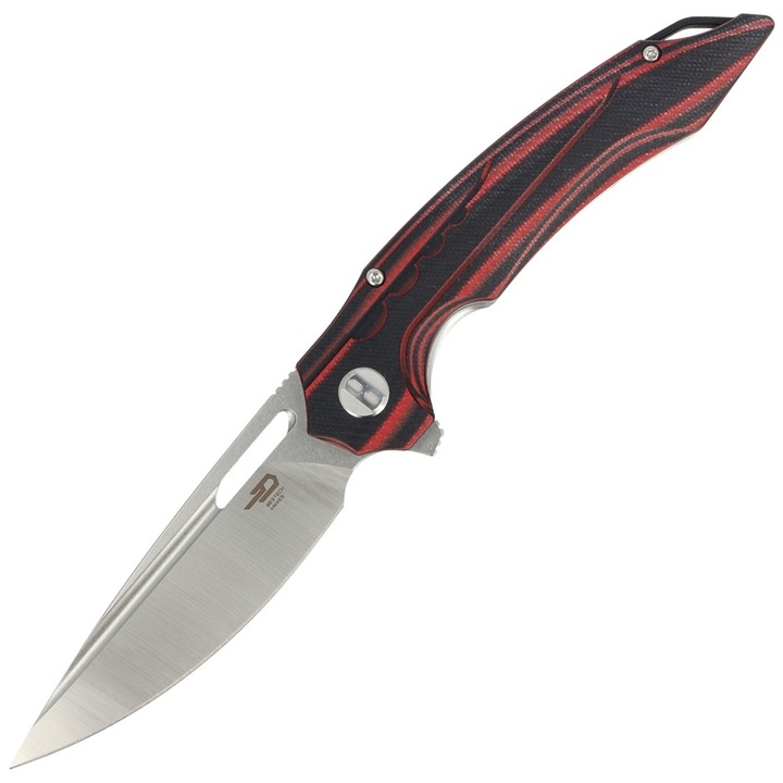 Cutit pliabil, Bestech Ornetta Carbon Fiber / Red G10, Stonewash / Satin N690 by Kombou (BL02B)