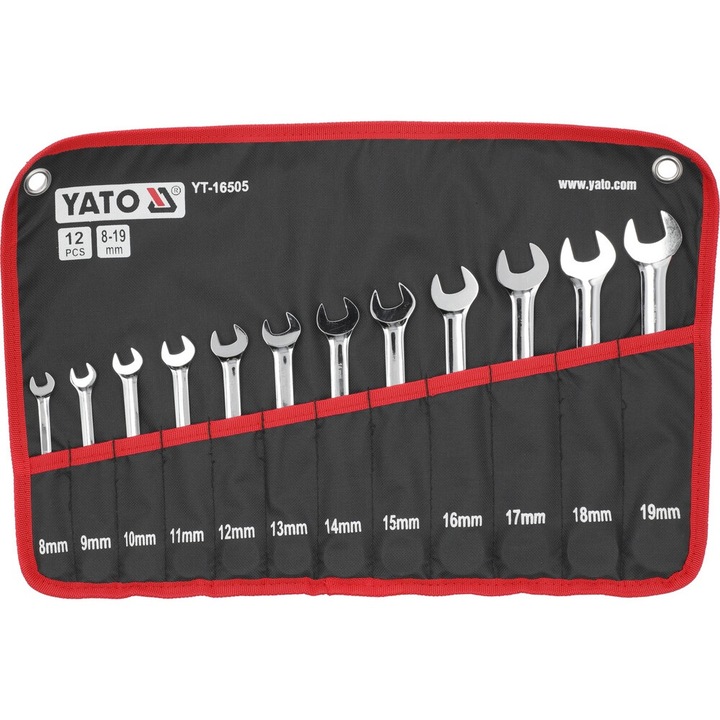 YATO Set 12 chei combinate, 8-19 mm, clichet reversibil