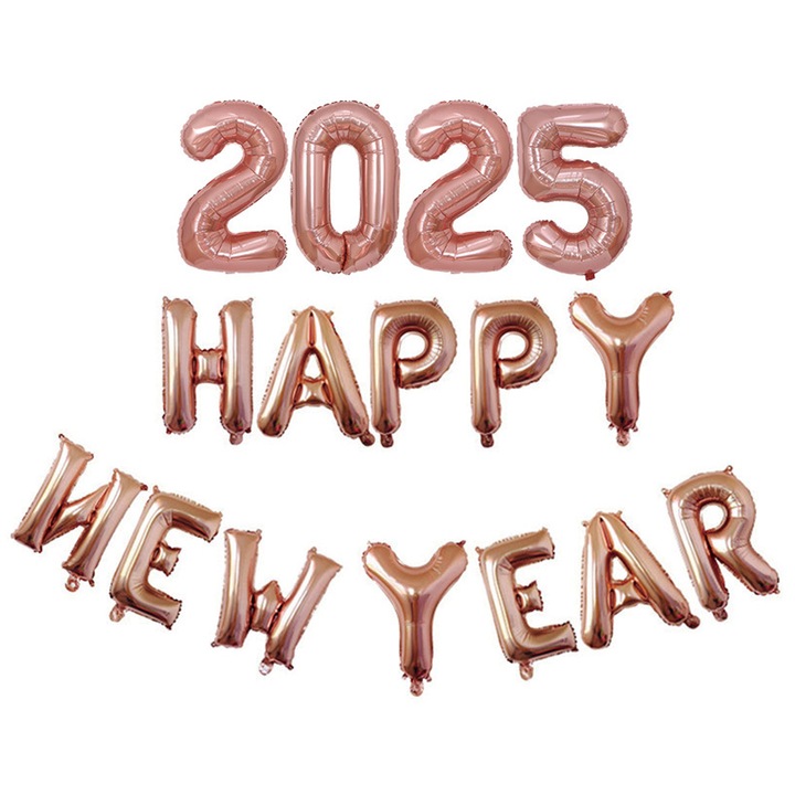 Újévi lufik 2025, arany, 16 inch, szett