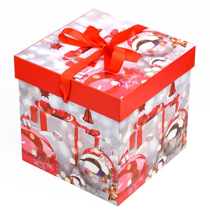 Коледна подаръчна кутия, 15×15 см, с празнична тема