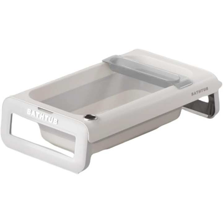 Бебешка вана с мека възглавница и плаващ дигитален термометър BabyMood-Spa SmartViBE® Дизайн за поддържане на температурата, сгъваема, тава за съхранение, бутон за изпразване на вода, регулируеми презрамки, неплъзгаща се, без BPA, сива