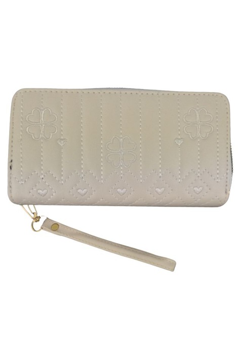 Дамски портфейл от екологична кожа, кремав