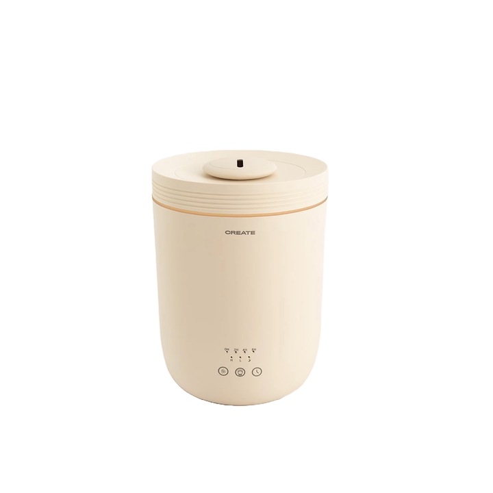 Ultrahangos párásító, aromadiffúzorral CREATE, Humizen, tartály 2,2 liter, időzítő max. 8 óra, 3 üzemmód, automatikus kikapcsolás, ideális 20 m2-es helyiségekhez, fényjelzők, biztonsági rendszer, krém