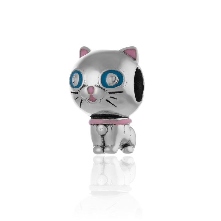 Talisman din argint 925 rodiat, Culoare : albastru si roz